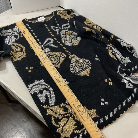 Vintage Holiday Time Ornament Acrylic Sweater Made in U.S.A Size Medium - Picture 2 of 9